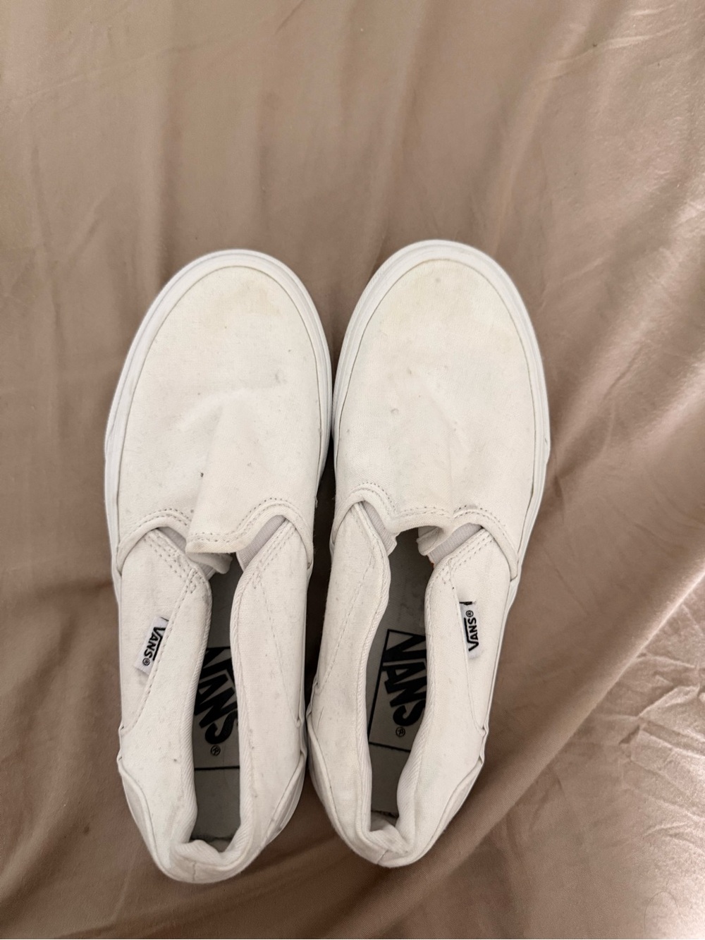 Vans Classic Slip-On Canvas Sneakers in White